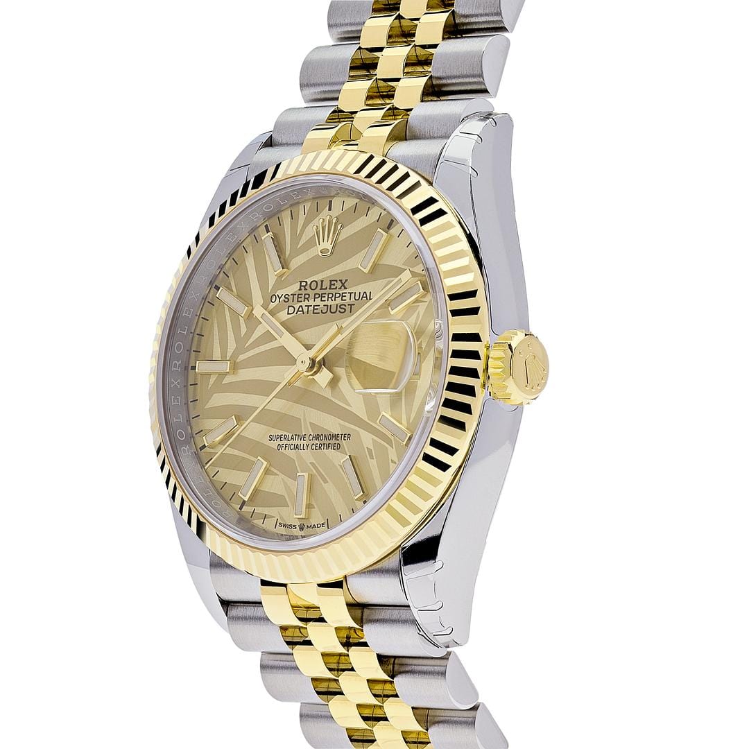 2025 Watch Datejust 126233 Stainless Steel Yellow Gold Palm Motif Dial Jubilee