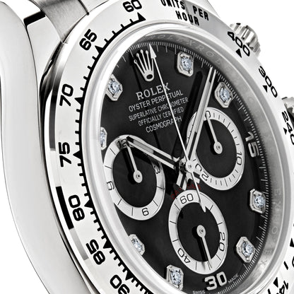 2025 Watch Daytona 116509 White Gold Black Diamond Dial