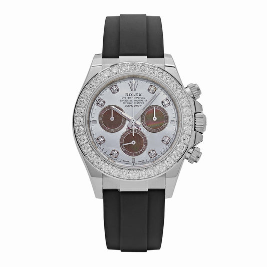 2025 Watch Daytona Cosmograph 126589RBR White Gold Diamond Mother of Pearl Dial Diamond Bezel