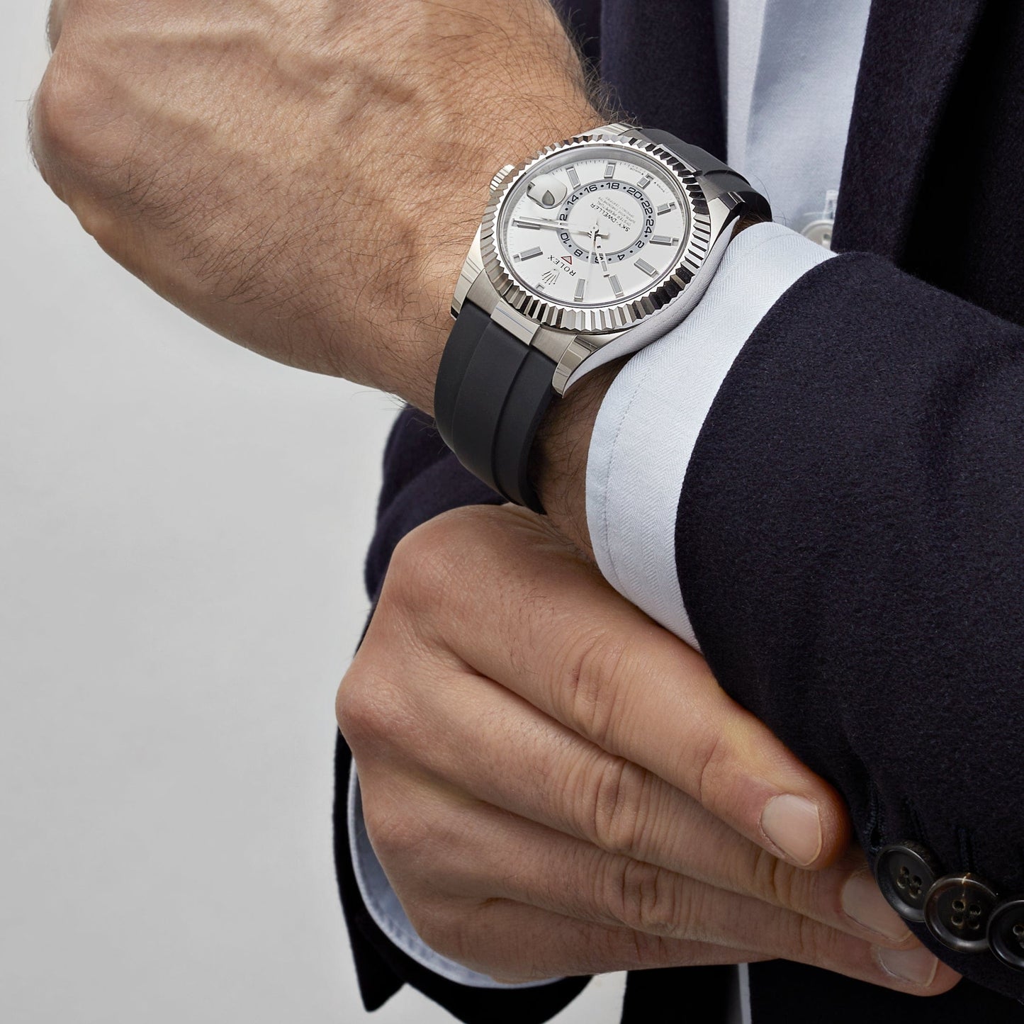 2025 Watch Sky-Dweller 336239 White Gold White Dial Oysterflex