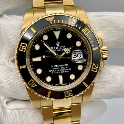 2025 Watch Submariner Date 116618LN Yellow Gold Black Dial (2020)