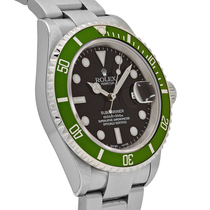 2025 Watch Submariner Date 16610LV 'Kermit' Bezel Flat 4 Stainless Steel Black Dial Oyster (2003)
